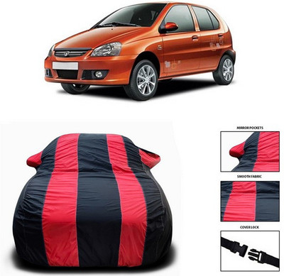 SEBONGO Car Cover For Tata Indica (With Mirror Pockets)(Red, Black)