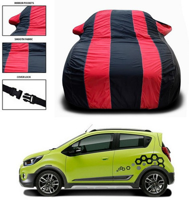 ANTHUB Car Cover For Chevrolet Beat (With Mirror Pockets)(Red, Black)