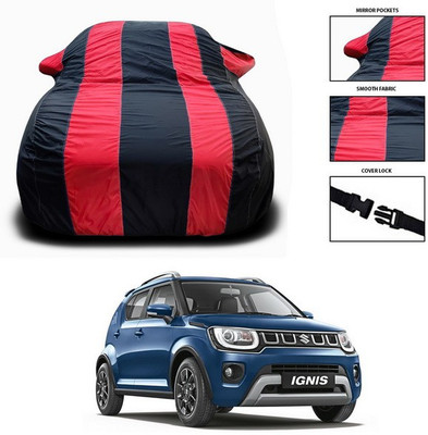 ANTHUB Car Cover For Maruti Suzuki Ignis (With Mirror Pockets)(Red)