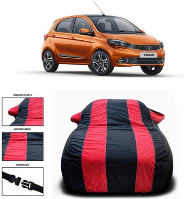 SEBONGO Car Cover For Tata Tiago (With Mirror Pockets)(Red)