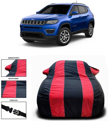 ANTHUB Car Cover For Jeep Compass Facelift (With Mirror Pockets)(Red, Black)