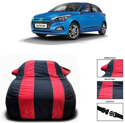 ANTHUB Car Cover For Hyundai Elite i20 (With Mirror Pockets)(Red, Black)