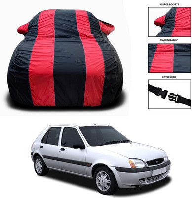 ANTHUB Car Cover For Ford Fiesta Old (With Mirror Pockets)(Red, Black)