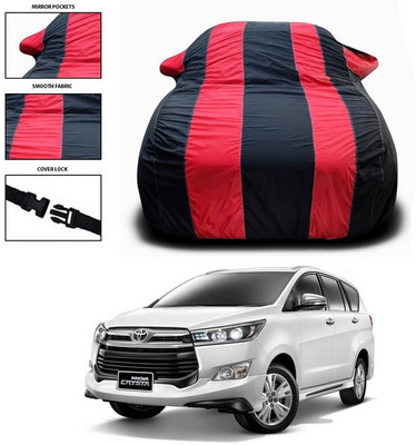 ANTHUB Car Cover For Toyota Innova Crysta (With Mirror Pockets)(Red, Black)