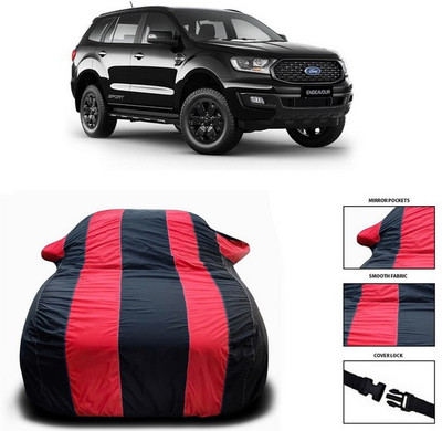 SEBONGO Car Cover For Ford Endeavour (With Mirror Pockets)(Red)