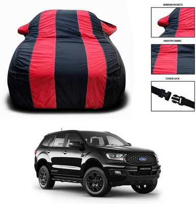 SEBONGO Car Cover For Ford Endeavour (With Mirror Pockets)(Red, Black)