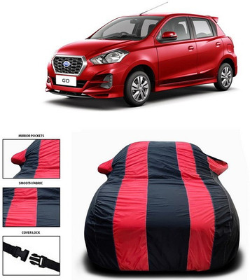 ANTHUB Car Cover For Nissan Go (With Mirror Pockets)(Red, Black)
