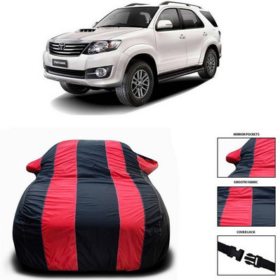 SEBONGO Car Cover For Toyota Fortuner Old (With Mirror Pockets)(Red, Black)