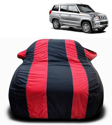 SEBONGO Car Cover For Mahindra TUV300 Plus Facelift (With Mirror Pockets)(Red, Black)