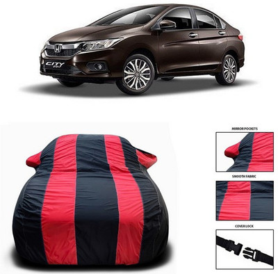 ANTHUB Car Cover For Honda City i-Dtec (With Mirror Pockets)(Red, Black)