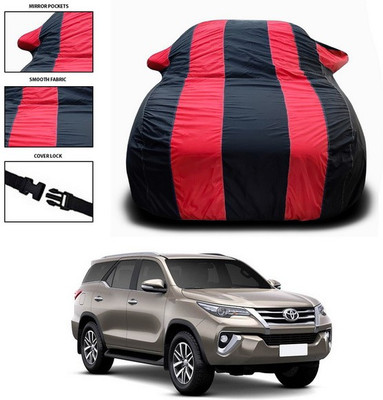 ANTHUB Car Cover For Toyota Fortuner (With Mirror Pockets)(Red, Black)