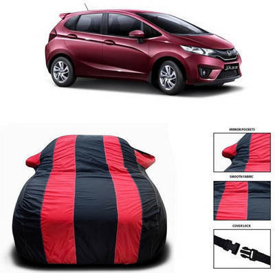 ANTHUB Car Cover For Honda Jazz (With Mirror Pockets)(Red, Black)