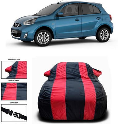 SEBONGO Car Cover For Nissan Micra(Black, Red)