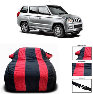 SEBONGO Car Cover For Mahindra TUV300 Plus Facelift (With Mirror Pockets)(Red, Black)
