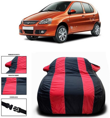 SEBONGO Car Cover For Tata Indica (With Mirror Pockets)(Red, Black)