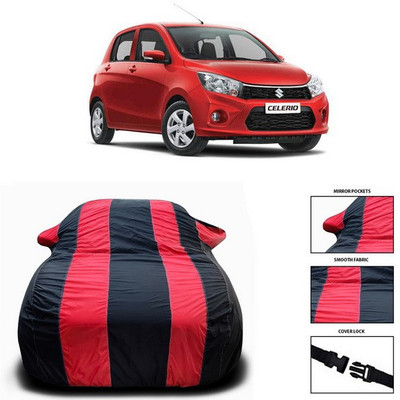 SEBONGO Car Cover For Maruti Suzuki Celerio (With Mirror Pockets)(Red, Black)