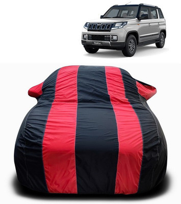 SEBONGO Car Cover For Mahindra TUV300 (With Mirror Pockets)(Red, Black)