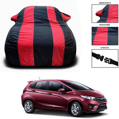 SEBONGO Car Cover For Honda Jazz (With Mirror Pockets)(Red, Black)