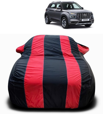 SEBONGO Car Cover For Hyundai Venue (With Mirror Pockets)(Red, Black)