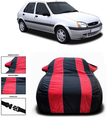 SEBONGO Car Cover For Ford Fiesta Old (With Mirror Pockets)(Red, Black)