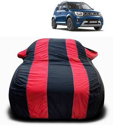 ANTHUB Car Cover For Maruti Suzuki Ignis (With Mirror Pockets)(Red, Black)