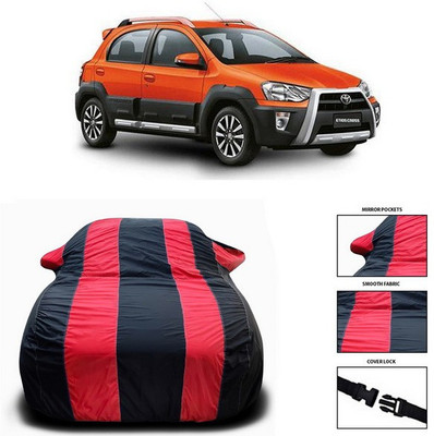 SEBONGO Car Cover For Toyota Etios Cross (With Mirror Pockets)(Red, Black)