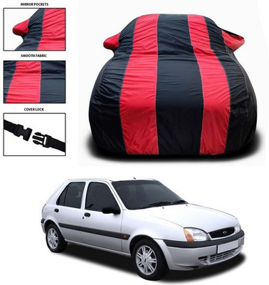 SEBONGO Car Cover For Ford Fiesta Old (With Mirror Pockets)(Red, Black)