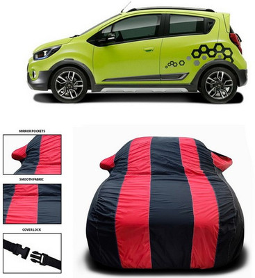ANTHUB Car Cover For Chevrolet Beat (With Mirror Pockets)(Red, Black)