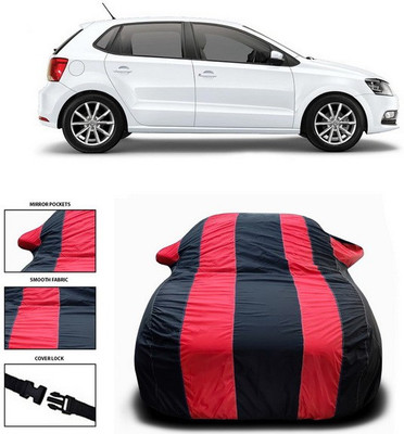 SEBONGO Car Cover For Volkswagen Polo Equisite (With Mirror Pockets)(Red, Black)