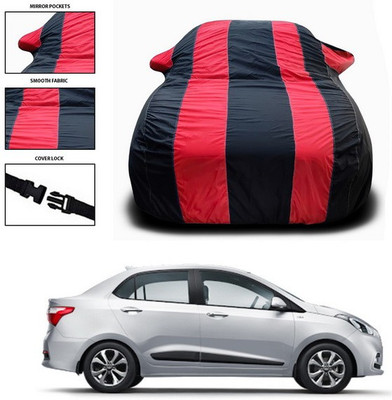 ANTHUB Car Cover For Hyundai Xcent (With Mirror Pockets)(Red, Black)