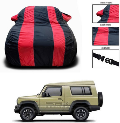 SEBONGO Car Cover For Maruti Gypsy King (With Mirror Pockets)(Red, Black)