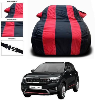 ANTHUB Car Cover For Kia SELTOS (With Mirror Pockets)(Red, Black)