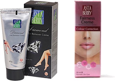 ASTABERRY Diamond hair removal cream 60gm with fairness cream 50gm(2 Items in the set)