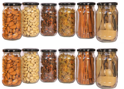 Shreeji krupa Glass Pickle Jar  - 400 ml(Pack of 12, White)