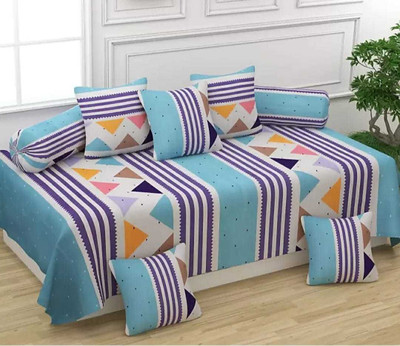 Udeek Polycotton Geometric Diwan Set(Multicolor)