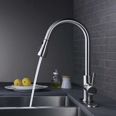 ZAP Single Lever Brass Kitchen Sink Mixer with Pull-Out and Pull-Down Sprayer, 360 Swivel Spout with Dual Flow Sprayer (Brushed Nickel) LXR14000 Kitchen Mixer Faucet(Deck Mount Installation Type)