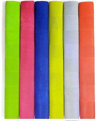 EmmEmm 6 Pcs Finest Rubber Cricket Bat Grips (Multi Color) Dry Feel(Multicolor, Pack of 6)