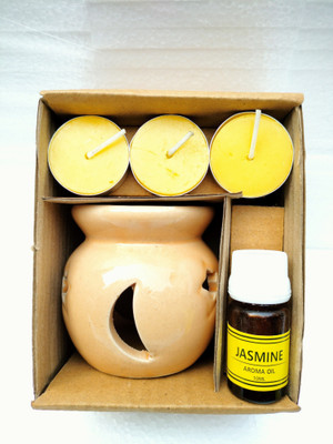 BHARTI TRADERS jasmine Aroma Oil, Diffuser Set diffuser three candle with 10ml jasmine aroma oil gift set diffuser(10 ml)