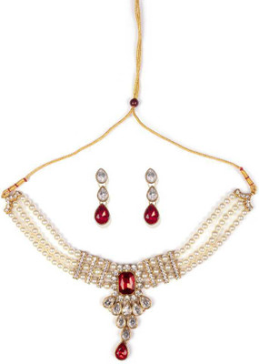 CATALYST Alloy Gold-plated Maroon, White Jewellery Set(Pack of 1)
