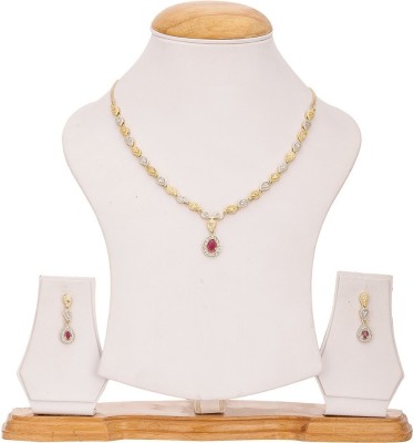 ZENEME Alloy Gold-plated Red Jewellery Set(Pack of 1)