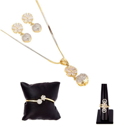 ZENEME Alloy Gold-plated Silver Jewellery Set(Pack of 1)