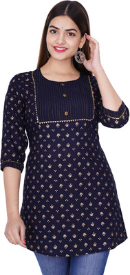 SHIVA FAB Women Printed A-line Kurta(Blue)