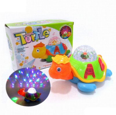 SALEOFF Pretty 3D Happy Turtle With Melodious Sound and Projector Light/ Musical bump and go action turtle/tortoise toy for kids. | 360 degree dance moves action. | colorful 3d light effects and music. | shell rotates and head shakes(Multicolor)