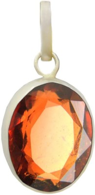 Takshila Gems Natural Hessonite Gomed Pendant in Silver 7.25 Ratti / 6.52 Carat Lab Certified Stone, Silver Pendant