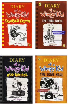 SET OF 4 DAIRY OF WIMPY KID (Double Down + The Third Wheel + The Long Haul + Old School)(Paperback, Jeff Kinney) SET OF 4 DAIRY OF WIMPY KID (Double Down + The Third Wheel + The Long Haul + Old School)(Paperback, Jeff Kinney)