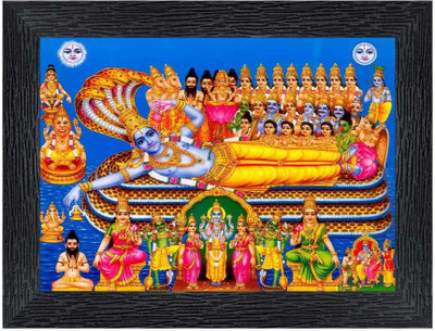 pnf Vishnu laxmi ji Religious Frame with Acrylic Sheet for Worship/Pooja22365 Digital Reprint 8 inch x 6 inch Painting(With Frame)