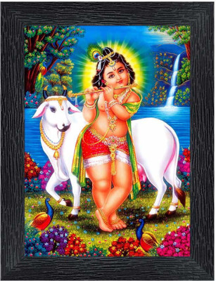 pnf Bal Krishna Religious Frame with Acrylic Sheet for Worship/Pooja22370 Digital Reprint 8 inch x 6 inch Painting(With Frame)