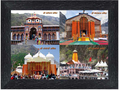 Poster N Frames Yamunotri Dham, Gangotri Dham, Badrinath Dham and Kedarnath Dham Religious Frame