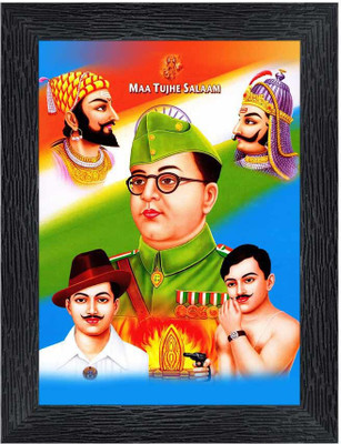 pnf Subhash Chandra Bose,Bhagat Singh,Azad,Shivaji and Maharana Pratap frame Digital Reprint 8 inch x 5 inch Painting(With Frame)