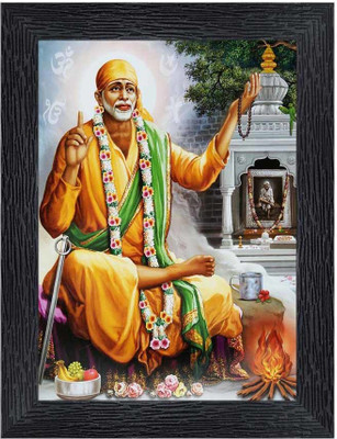 pnf Sai Baba Religious Frame with Acrylic Sheet for Worship/Pooja20368 Digital Reprint 8 inch x 6 inch Painting(With Frame)